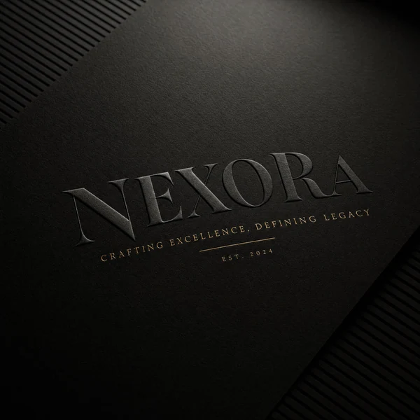 Minimalist luxury typography composition featuring elegant bold text on a matte black background with subtle embossed te